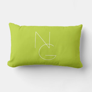 Coussin Rectangle Initiales de chevauchement modernes 2 Lime vert