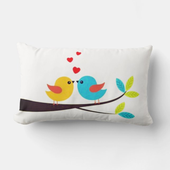 COUSSIN RECTANGLE *INSÉPARABLES S'EMBRASSANT POUR LES INSÉPARABLES*  (Recto)