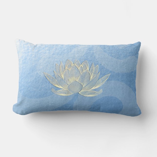 Coussin Rectangle Instructeur de méditation Blue Gold Lotus Yoga Stu (Recto)