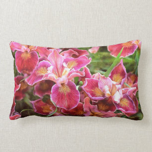 Coussin Rectangle Iris roses orangés