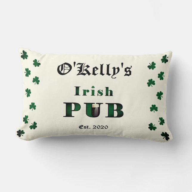 Coussin Rectangle Irish Pub Bar Tavern Lumbar Jeu d'oreiller (Recto)