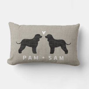 Coussin Rectangle Irish Water Spaniel Silhouettes Love - Personnalis