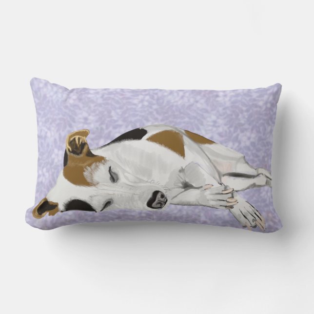 Coussin Rectangle Jack Russell couché sur un Arrière - plan floral b (Recto)