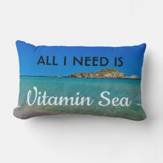 Coussin Rectangle J'ai besoin de Vitamin Sea eau turquoise plage ita