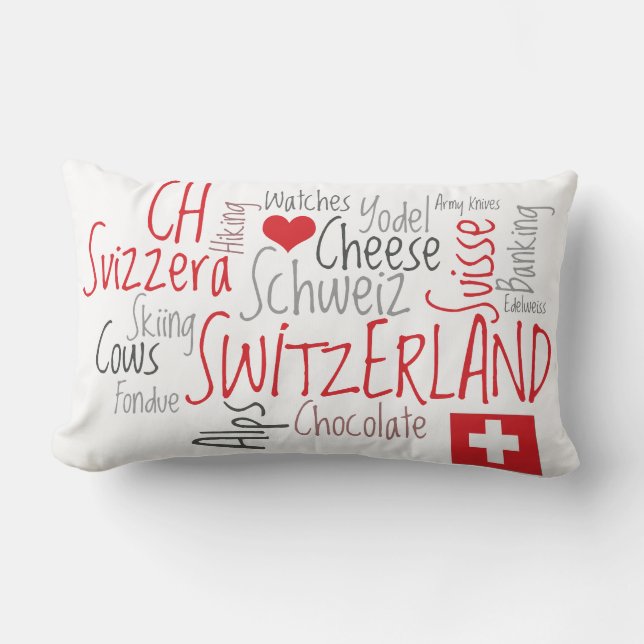 Coussin Rectangle J'aime des choses suisses préférées de la Suisse (Recto)