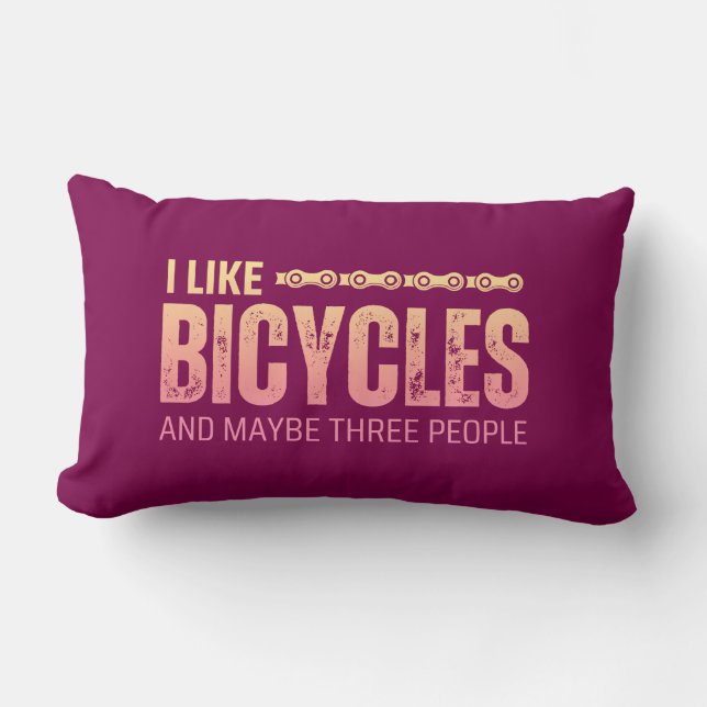 Coussin Rectangle J'aime les vélos et peut-être trois personnes cite (Recto)