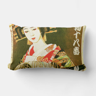 Coussin Rectangle Japonais Geisha & Wasaga Papier Umbrella Art