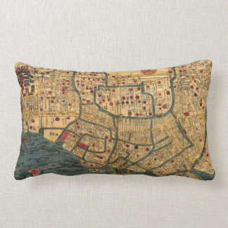 Coussin Rectangle Japonais vintage marqué carte de Tokyo