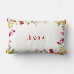 Coussin Rectangle Jardin Floral Personnalisé Fleurs colorées