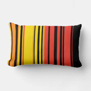 Coussin Rectangle Jaune, Orange, Noir Retro Grandes Bandes Art Desig