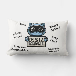 Coussin Rectangle Je ne suis pas un robot mignon chat