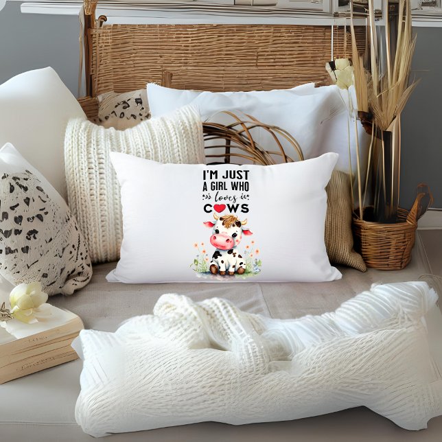 Coussin Rectangle Je suis juste une fille qui aime les vaches (Créateur téléchargé)
