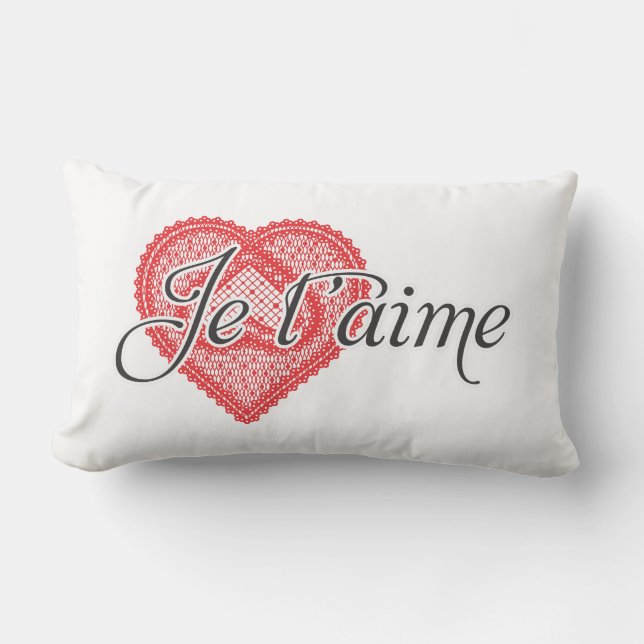 Coussin Rectangle Je t'aime en français - t'aime de Je (Recto)