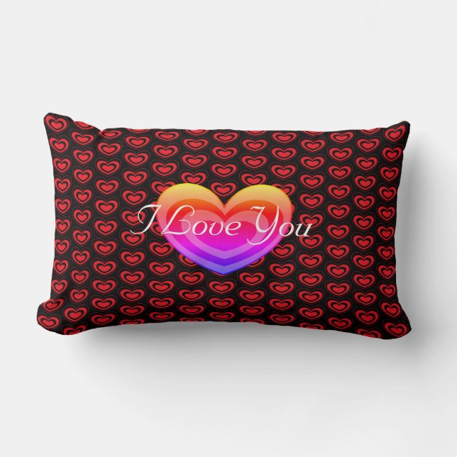 Coussin Rectangle Je T'Aime Saint-Valentin Avec Des Coeurs (Recto)