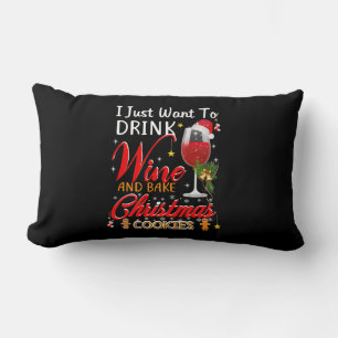 Coussin Rectangle Je veux juste boire du vin et faire cuire du gâtea