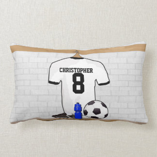Coussin Rectangle Jersey de football noir blanc personnalisé