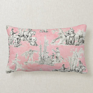 Coussin Rectangle Jet décoratif floral rose chic vintage de Toile