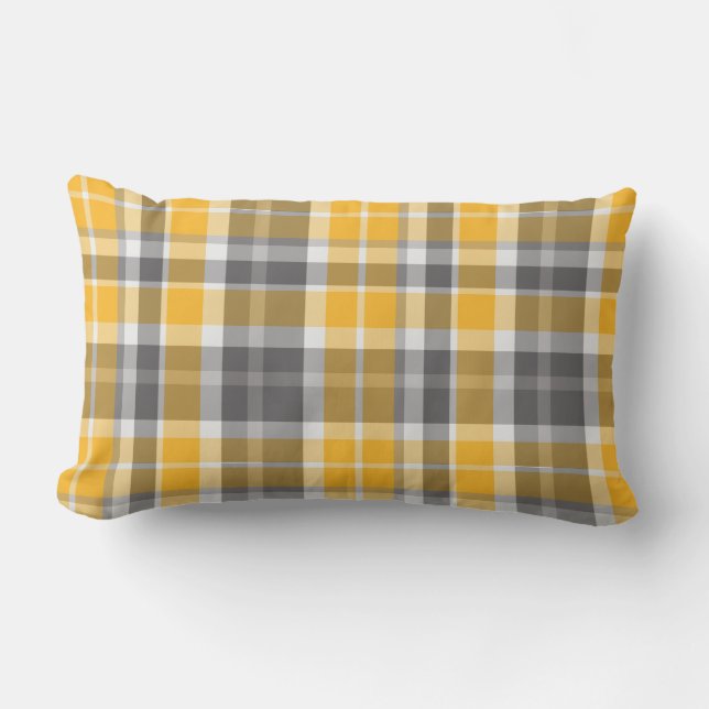 Coussin Rectangle Jet lombaire d'or de tartan (Recto)