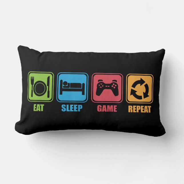 Coussin Rectangle Jeu - mangez, dormez, jeu, répétition - Gamer, (Recto)
