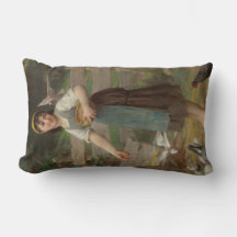 Jeune fille nourrissant les colombes (par Émile Mu