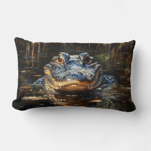 Coussin Rectangle Joli Alligator en Floride Everglades Peinture