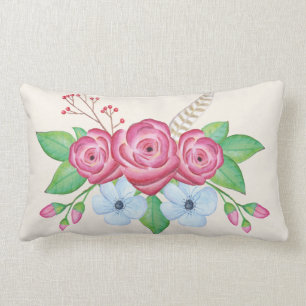 Coussin Rectangle Joli bouquet romantique de fleur d'aquarelle