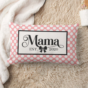 Coussin Rectangle Joli Cadeau Personnalisé pour Maman à Points Roses