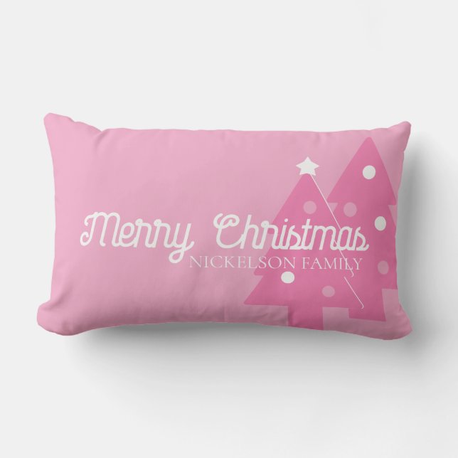 Coussin Rectangle Joli En Rose Joyeux Noël Ajouter Un Texte (Recto)