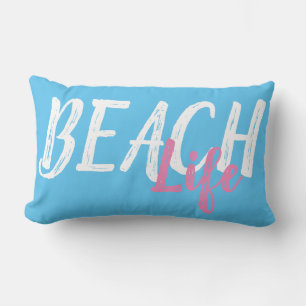 Coussin Rectangle joli nautique BEACH LIFE lettrage  