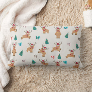 Coussin Rectangle Joli Noël Cerf Noël Cadeaux et Motif d'arbre