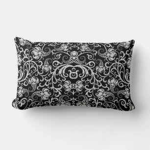 Coussin Rectangle Joli noir dalmate fleurs design arrière - plan