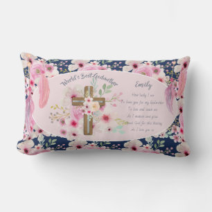Coussin Rectangle Joli poème personnalisé GODMOTHER rose Floral