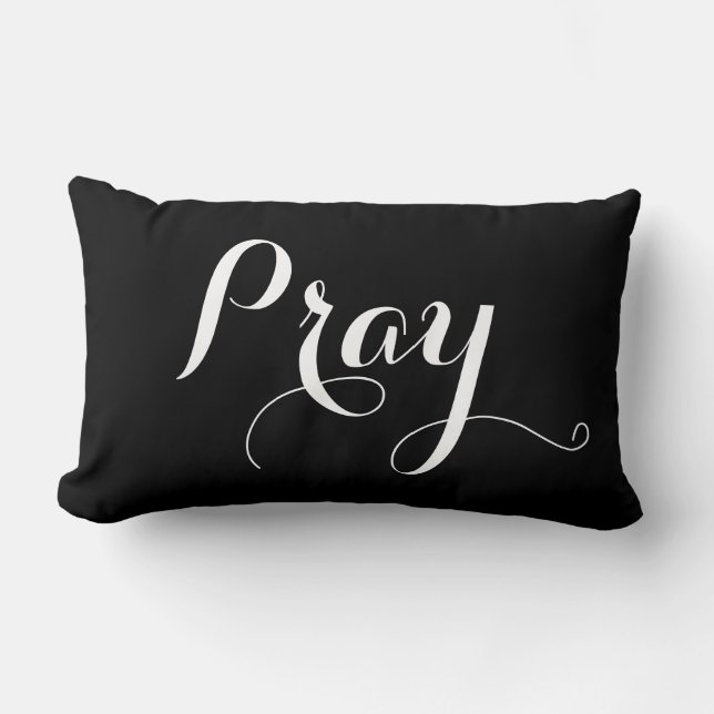 Coussin Rectangle joli PRAY en lettrage script | (Recto)