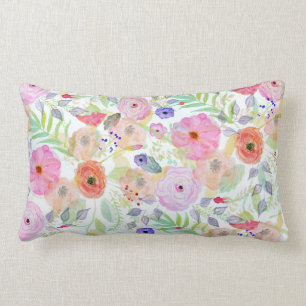 Coussin Rectangle Jolie aquarelle peinture à la main abstraite flora