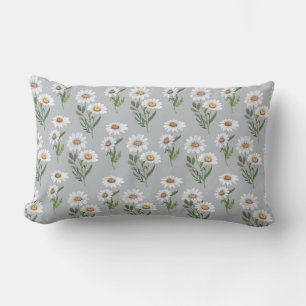 COUSSIN RECTANGLE JOLIE DAISIES BLANCHES ET JAUNES AVEC DE PETITES A