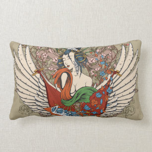 Coussin Rectangle jolie fille geisha japonaise ange art vectoriel