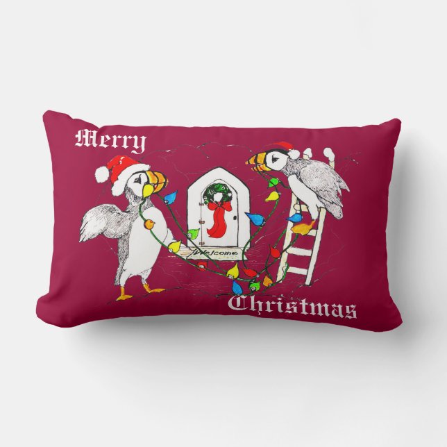 Coussin Rectangle Jolie Noël Hornbill Puffin Holiday (Recto)