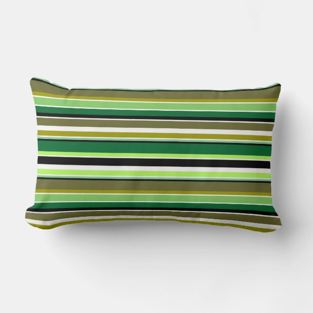 Coussin Rectangle Jolies rayures vertes blanches (Recto)