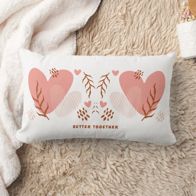Coussin Rectangle Jolis cœurs roses ensemble pour la Saint-Valentin (Couverture)