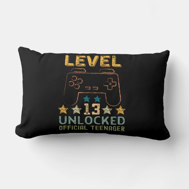 Coussin Rectangle Joueur amusant officiel de niveau 13 déverrouillé (Recto)