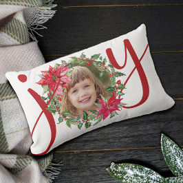 Coussin Rectangle JOY Christmas Wreath Photo