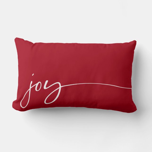 Coussin Rectangle Joy Red Elegant Script Typographie Noël (Recto)