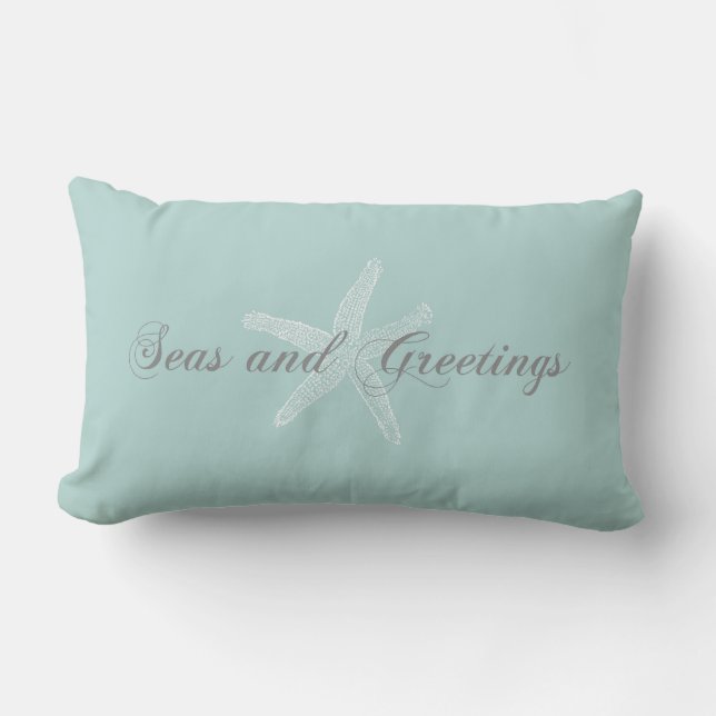 Coussin Rectangle Joyeuses Fêtes nautique d'étoiles de mer (Recto)