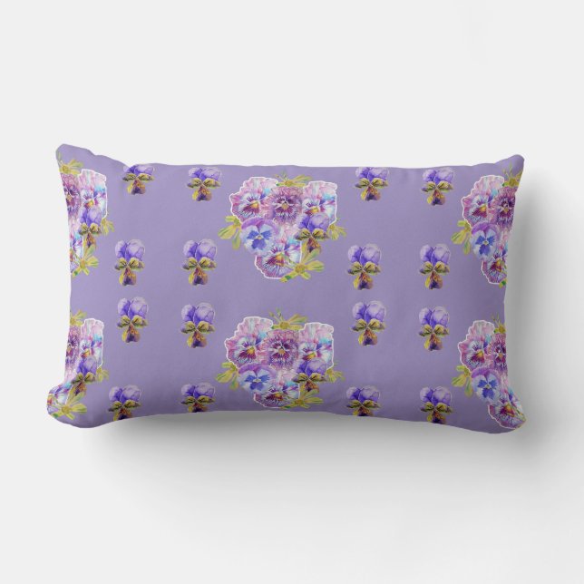 Coussin Rectangle Joyeux anniversaire Pansy femmes florales Lavender (Recto)