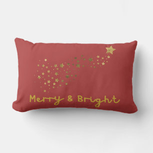 Coussin Rectangle Joyeux Et Lumineux Or Et Rouge Soft Script