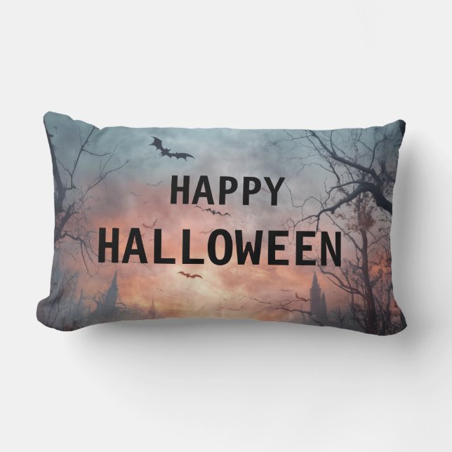 Coussin Rectangle Joyeux Halloween Burlap Throw (Recto)