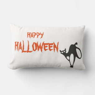 Coussin Rectangle Joyeux Halloween Cat effrayant blanc Throw