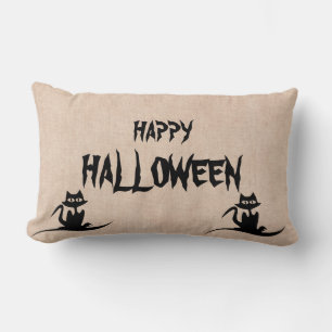 Coussin Rectangle Joyeux Halloween Cat effrayant Burlap Throw