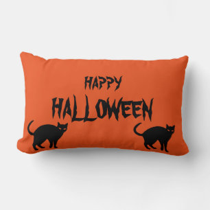 Coussin Rectangle Joyeux Halloween Cat effrayant Orange Throw