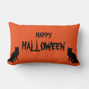 Coussin Rectangle Joyeux Halloween Cat effrayant Orange Throw